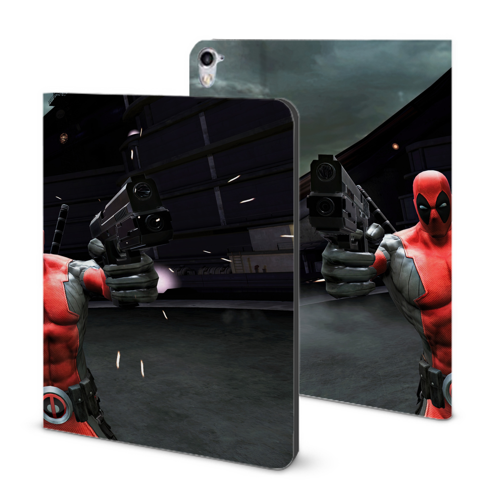 （画像用） Deadpool デッドプール IPad ケース ブック型 PUレザー TPU 耐衝撃 軽量 薄型 ペン収納なし 全面保護 IPad 各モデル対応